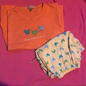 Chick printed pajamas.